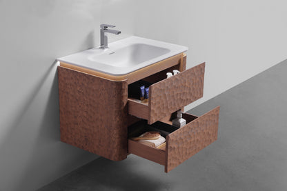 32'' Lumi Modern Wall Mount Bathroom Vanity - Weathered Wood