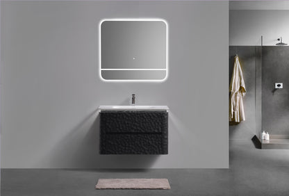 36'' Lumi Modern Wall Mount Bathroom Vanity -True Black