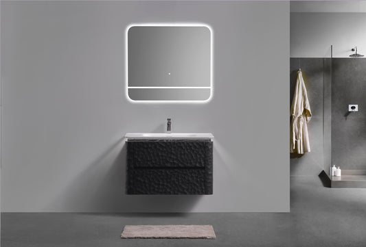 36'' Lumi Modern Wall Mount Bathroom Vanity -True Black