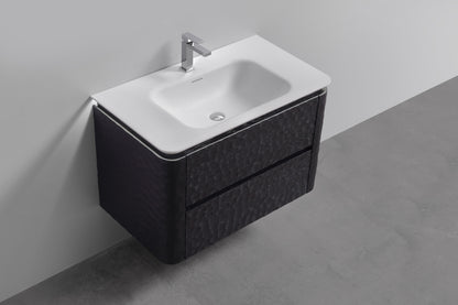 36'' Lumi Modern Wall Mount Bathroom Vanity -True Black