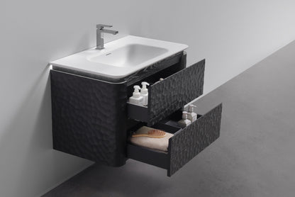 36'' Lumi Modern Wall Mount Bathroom Vanity -True Black