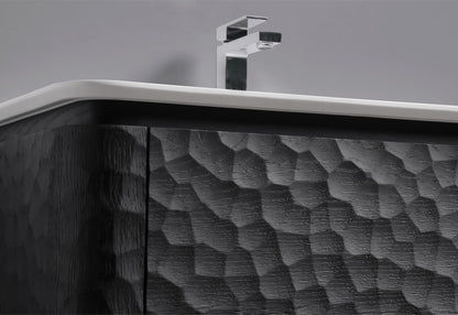 36'' Lumi Modern Wall Mount Bathroom Vanity -True Black