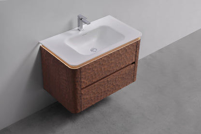 36'' Lumi Modern Wall Mount Bathroom Vanity - Weathered Wood - Restock ETA Late Oct