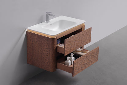 36'' Lumi Modern Wall Mount Bathroom Vanity - Weathered Wood - Restock ETA Late Oct