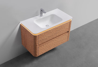 40'' Lumi Modern Wall Mount Bathroom Vanity - OAKWOOD