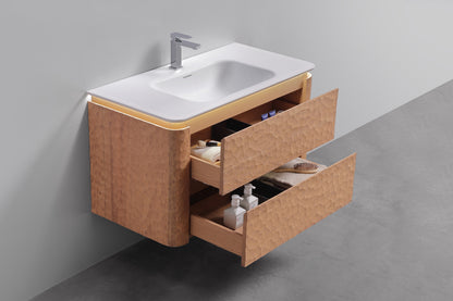 40'' Lumi Modern Wall Mount Bathroom Vanity - OAKWOOD
