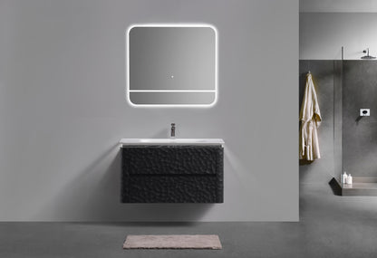 40'' Lumi Modern Wall Mount Bathroom Vanity - True Black