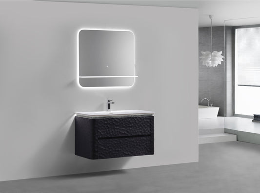 40'' Lumi Modern Wall Mount Bathroom Vanity - True Black