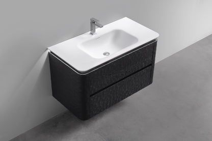40'' Lumi Modern Wall Mount Bathroom Vanity - True Black