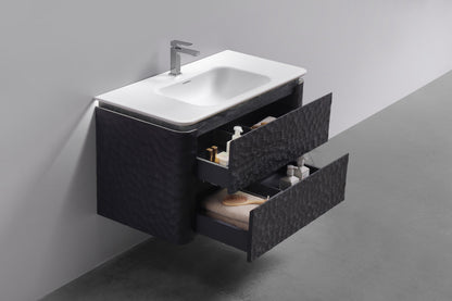 40'' Lumi Modern Wall Mount Bathroom Vanity - True Black