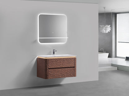 40'' Lumi Modern Wall Mount Bathroom Vanity - Weathered Wood
