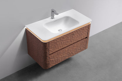 40'' Lumi Modern Wall Mount Bathroom Vanity - Weathered Wood