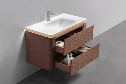 40'' Lumi Modern Wall Mount Bathroom Vanity - Weathered Wood