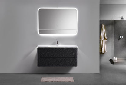 48'' Lumi Modern Wall Mount Bathroom Vanity - True Black