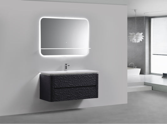 48'' Lumi Modern Wall Mount Bathroom Vanity - True Black