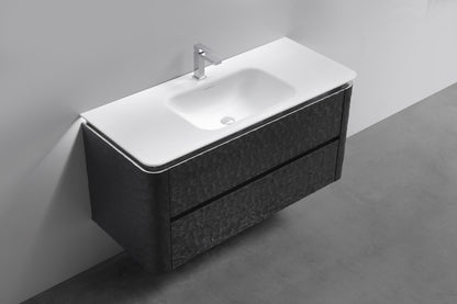 48'' Lumi Modern Wall Mount Bathroom Vanity - True Black