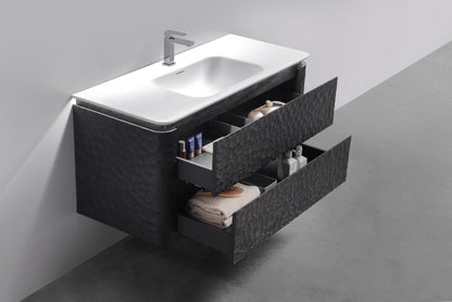 48'' Lumi Modern Wall Mount Bathroom Vanity - True Black