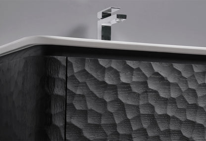 72'' Lumi Modern Double Sink Wall Mount Bathroom Vanity - True Black