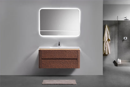 48'' Lumi Modern Wall Mount Bathroom Vanity - Weathered Wood - Restock ETA Mid Sept