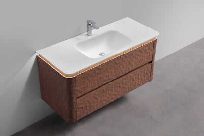 48'' Lumi Modern Wall Mount Bathroom Vanity - Weathered Wood - Restock ETA Mid Sept