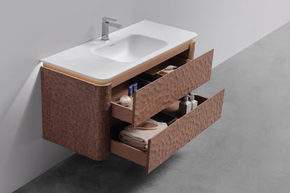 48'' Lumi Modern Wall Mount Bathroom Vanity - Weathered Wood - Restock ETA Mid Sept