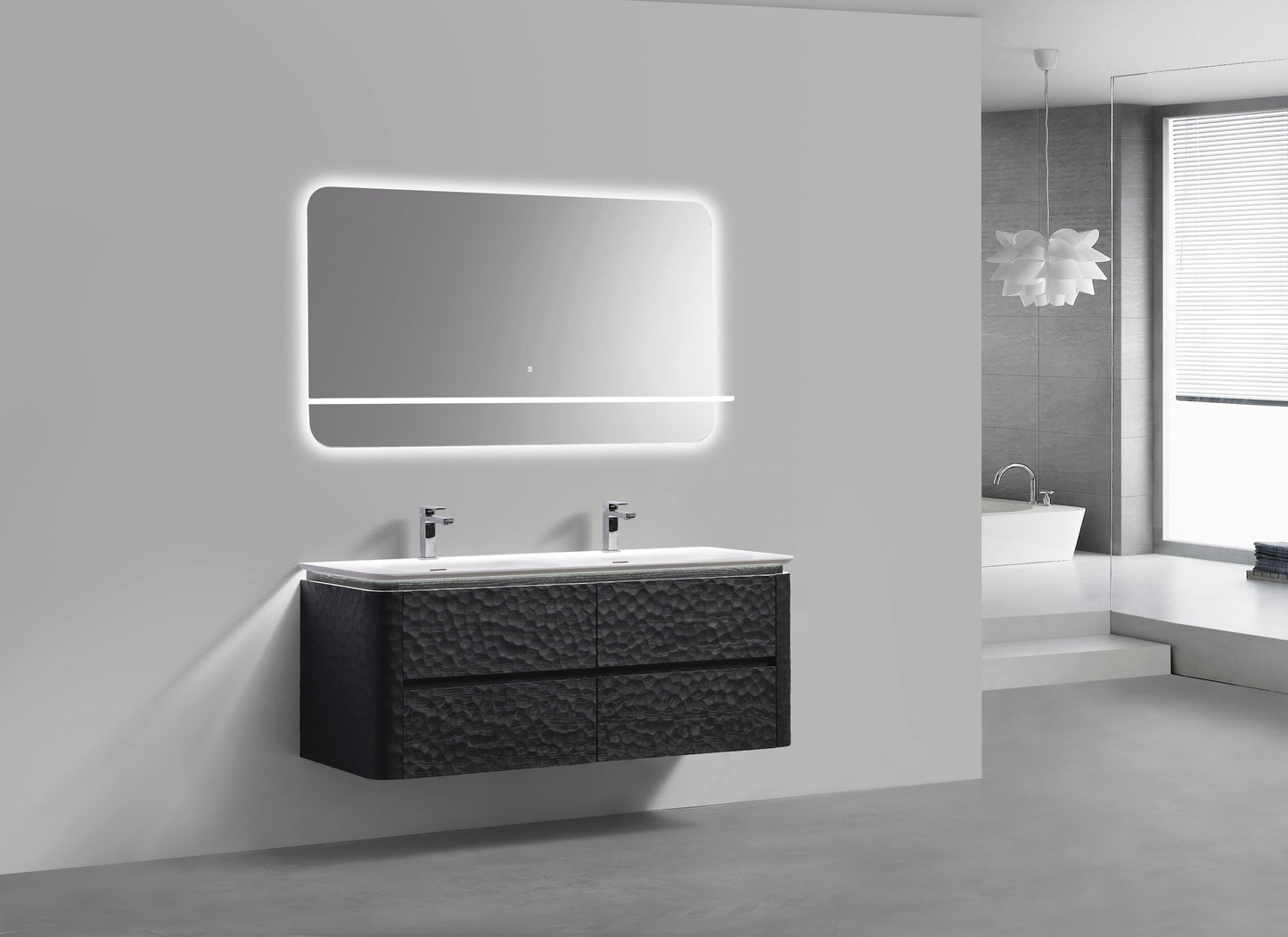 60'' Lumi Modern Double Sink Wall Mount Bathroom Vanity