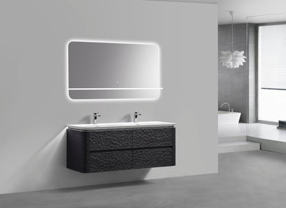 60'' Lumi Modern Double Sink Wall Mount Bathroom Vanity - True Black - Restock ETA Mid Oct