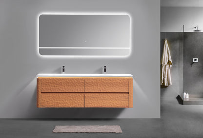 72'' Lumi Modern Double Sink Wall Mount Bathroom Vanity - OAKWOOD