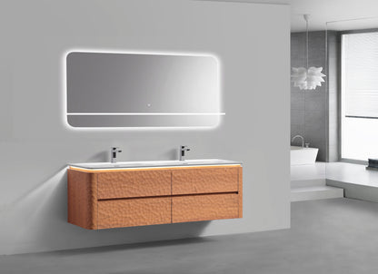 72'' Lumi Modern Double Sink Wall Mount Bathroom Vanity - OAKWOOD