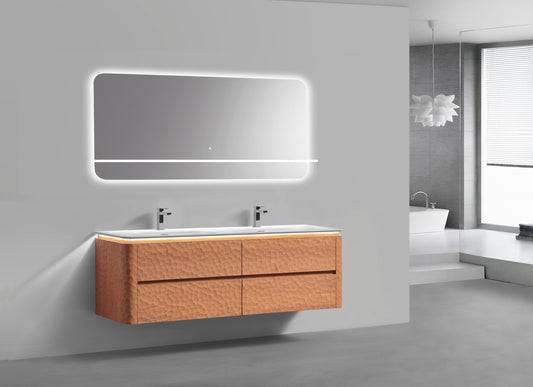 72'' Lumi Modern Double Sink Wall Mount Bathroom Vanity - OAKWOOD