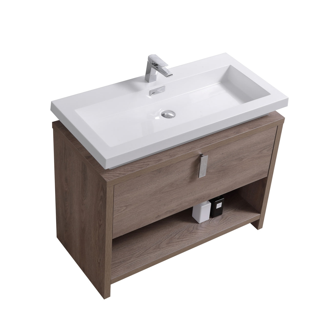Levi 40" Butternut Modern Bathroom Vanity w/ Cubby Hole