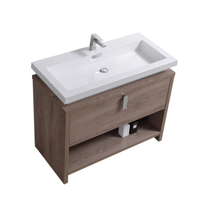 Levi 40" Butternut Modern Bathroom Vanity w/ Cubby Hole