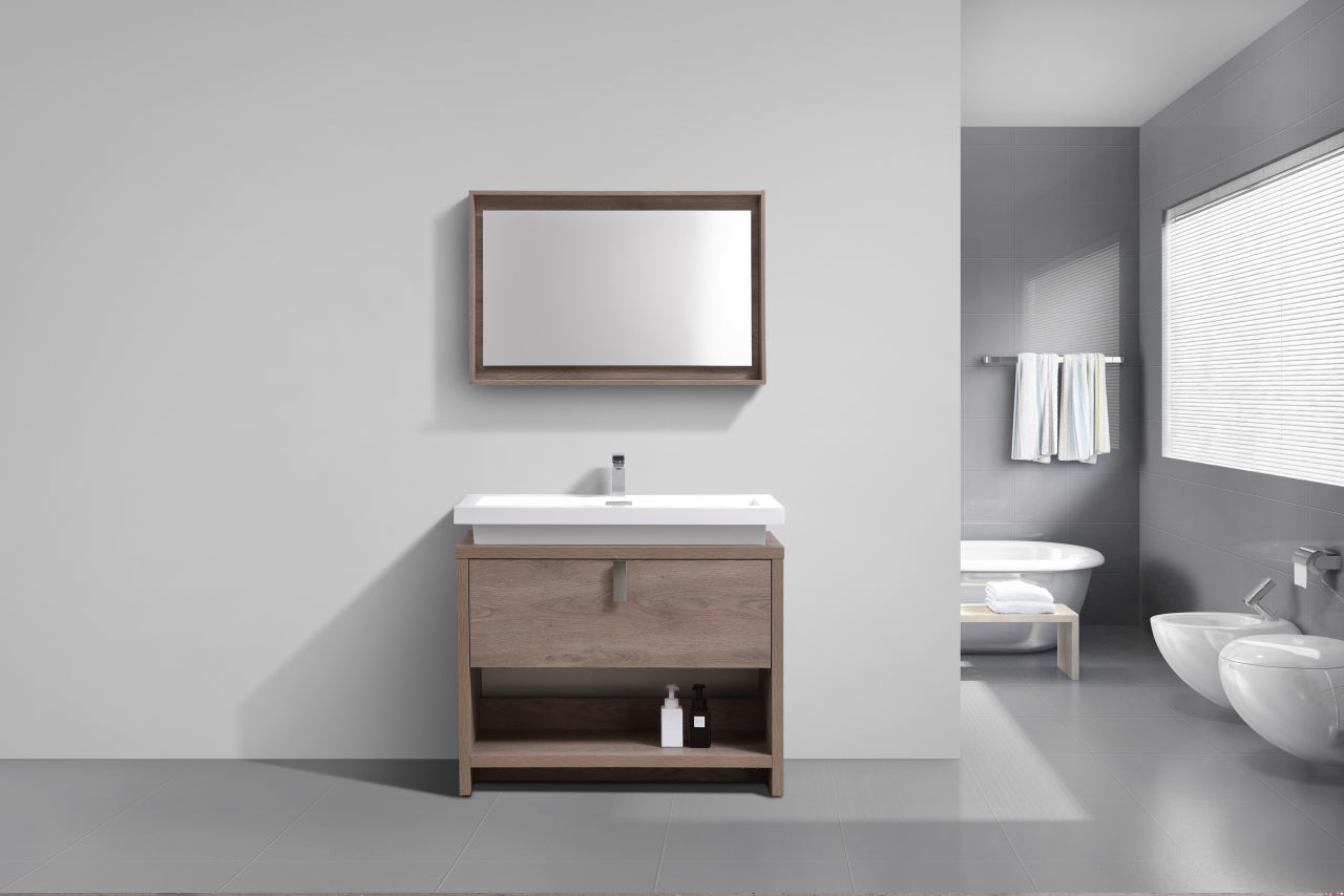 Levi 40" Butternut Modern Bathroom Vanity w/ Cubby Hole