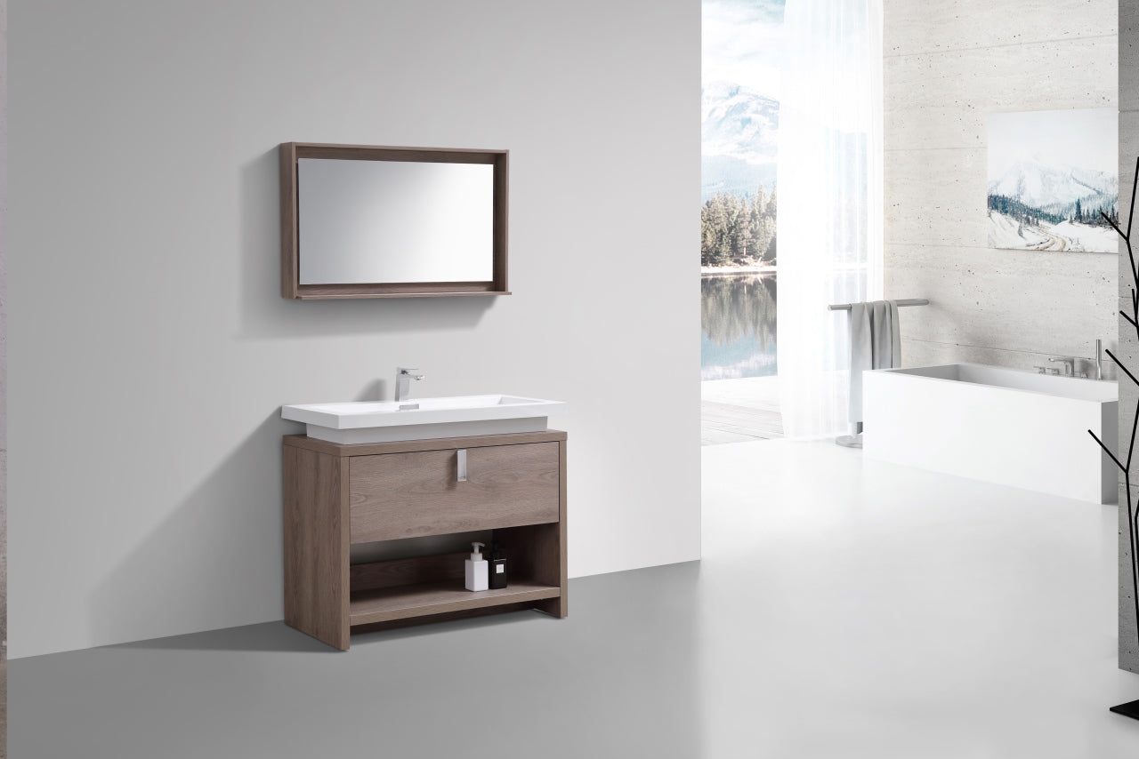 Levi 40" Butternut Modern Bathroom Vanity w/ Cubby Hole