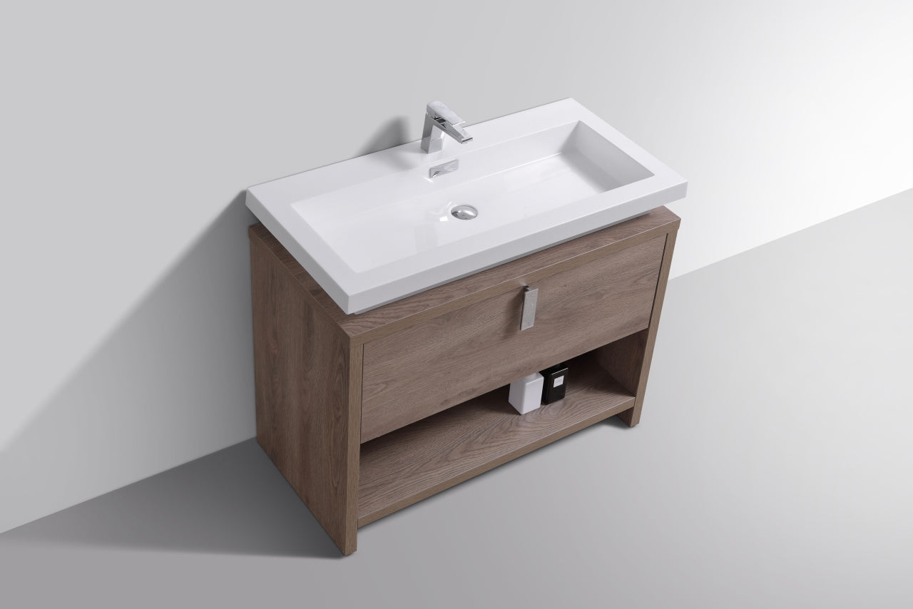 Levi 40" Butternut Modern Bathroom Vanity w/ Cubby Hole