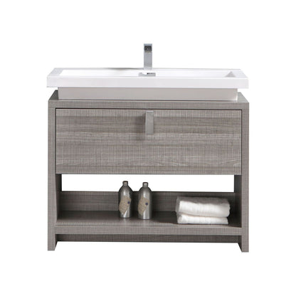 Levi 40" Ash Gray Modern Bathroom Vanity w/ Cubby Hole