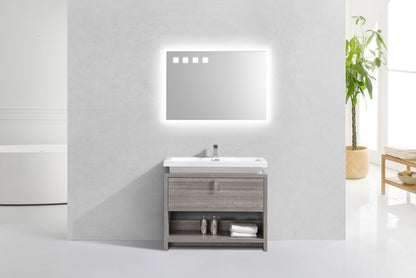 Levi 40" Ash Gray Modern Bathroom Vanity w/ Cubby Hole