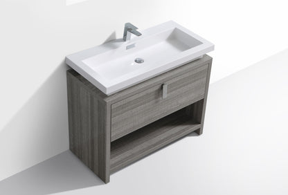 Levi 40" Ash Gray Modern Bathroom Vanity w/ Cubby Hole