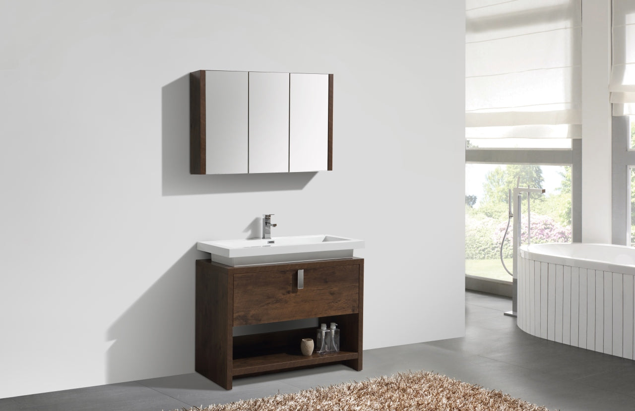 Levi 40" Rose Wood Modern Bathroom Vanity w/ Cubby Hole