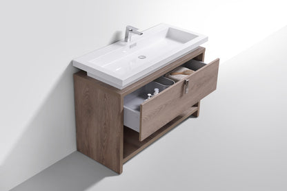 Levi 48" Butternut Modern Bathroom Vanity w/ Cubby Hole