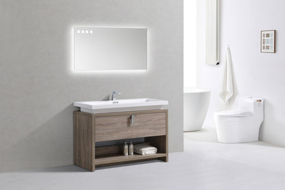 Levi 48" Havana Oak  Modern Bathroom Vanity w/ Cubby Hole