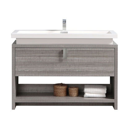 Levi 48" Ash Gray  Modern Bathroom Vanity w/ Cubby Hole
