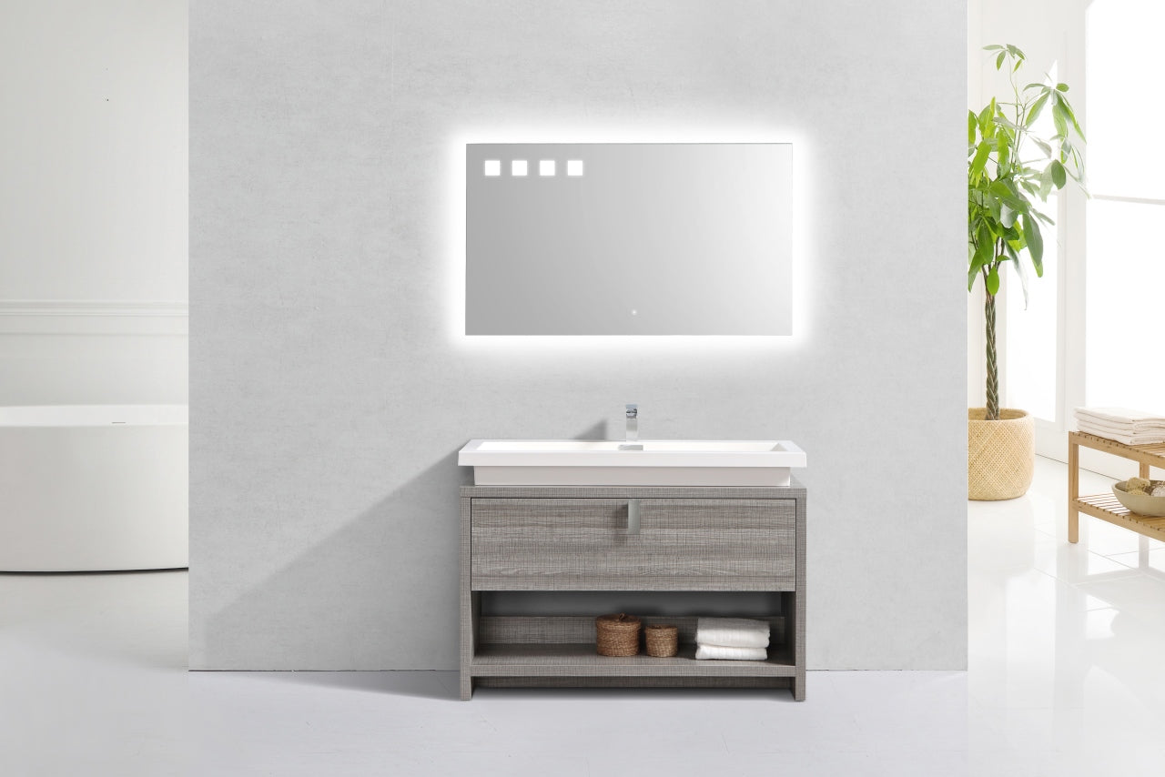 Levi 48" Ash Gray  Modern Bathroom Vanity w/ Cubby Hole