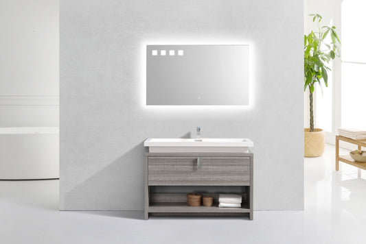 Levi 48" Ash Gray  Modern Bathroom Vanity w/ Cubby Hole