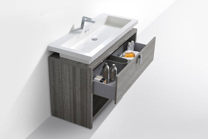 Levi 48" Ash Gray  Modern Bathroom Vanity w/ Cubby Hole