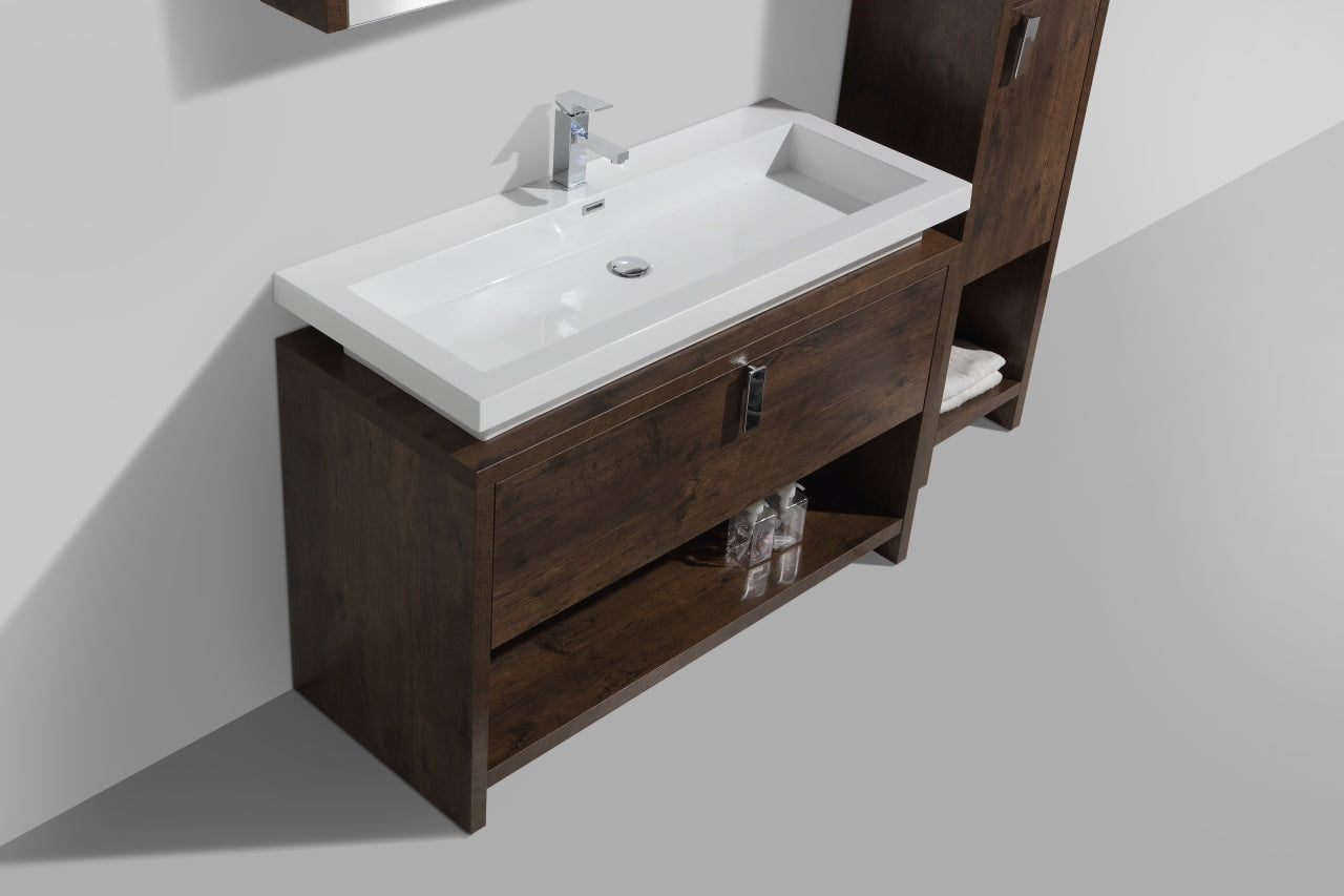 Levi 48" Rosewood Modern Bathroom Vanity w/ Cubby Hole