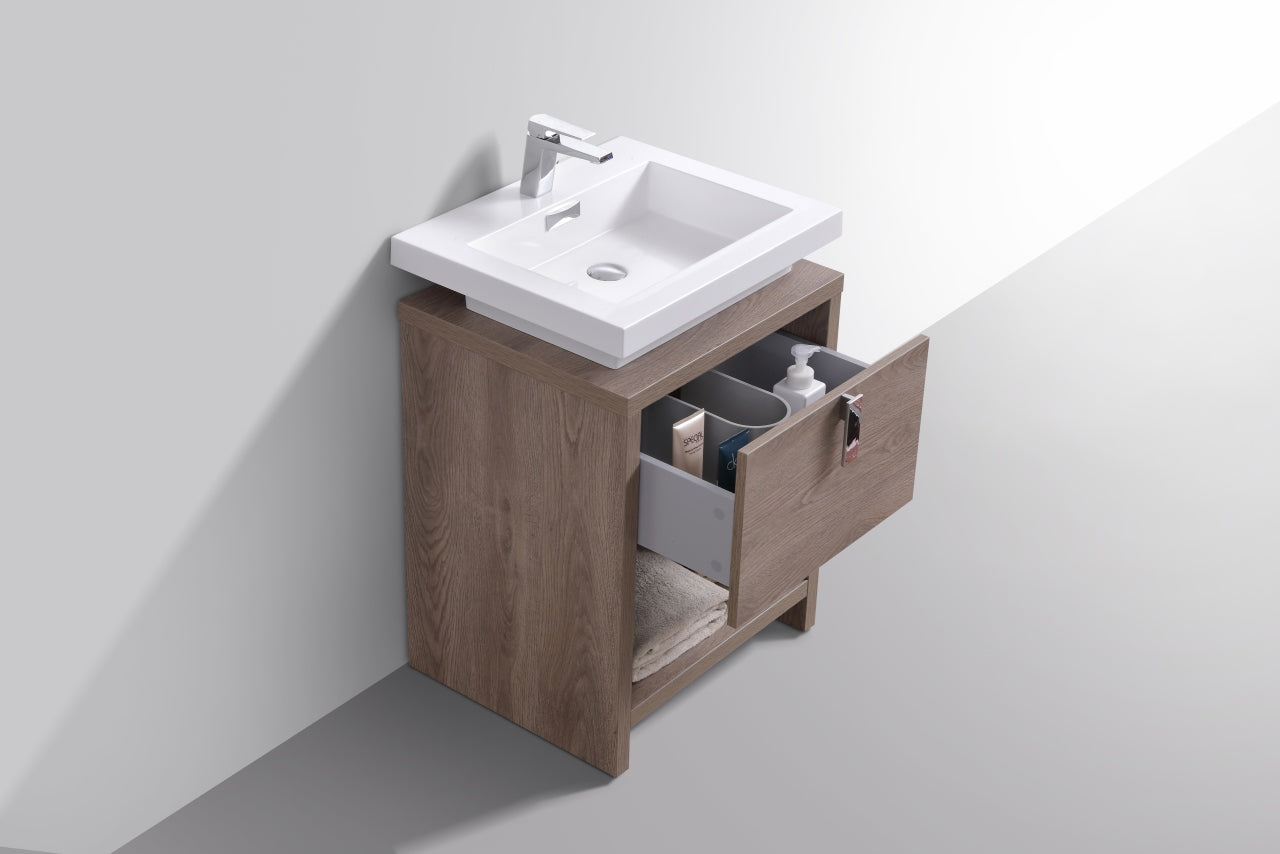 Levi 24" Butternut Modern Bathroom Vanity w/ Cubby Hole