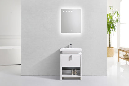 Levi 24" Gloss White Modern Bathroom Vanity w/ Cubby Hole