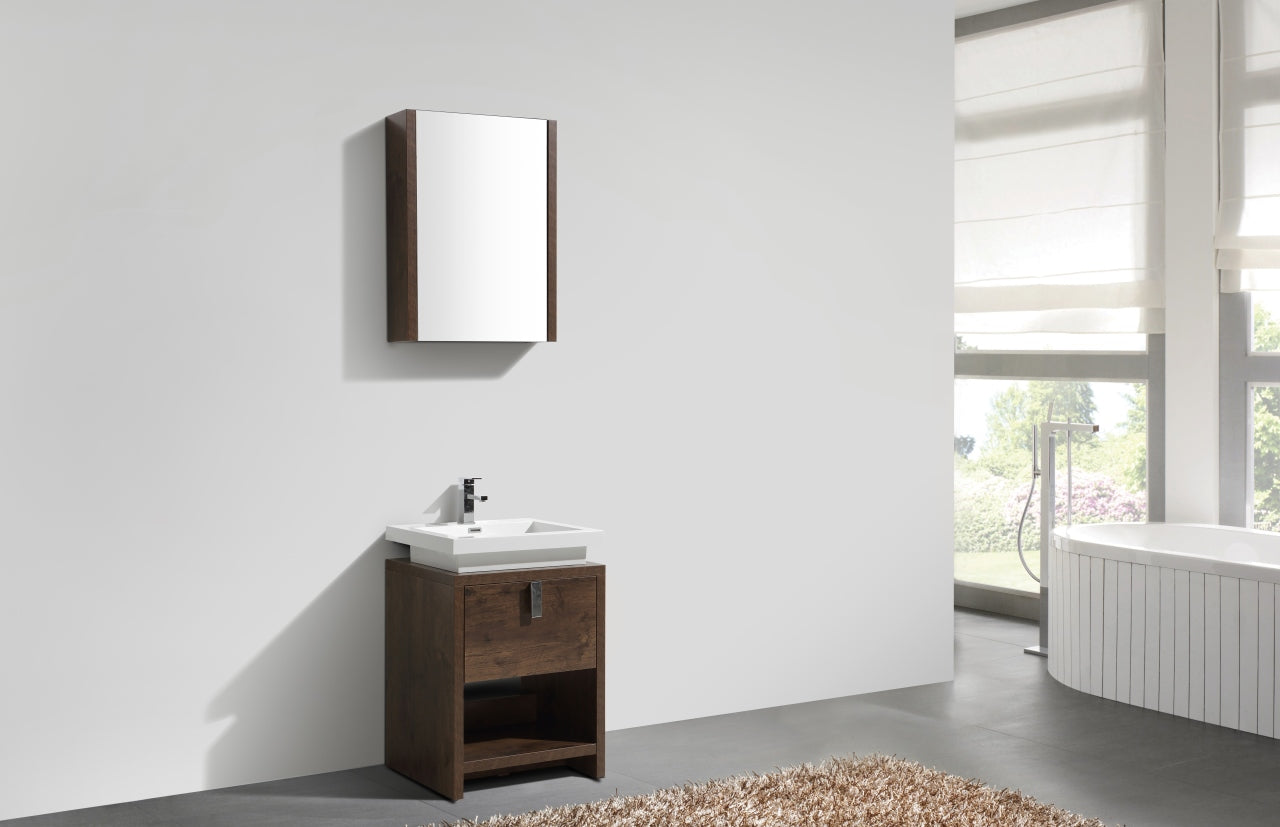 Levi 24" Rosewood Modern Bathroom Vanity w/ Cubby Hole