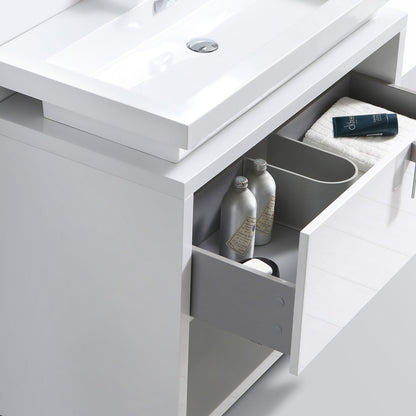 Levi 30" Gloss White Modern Bathroom Vanity w/ Cubby Hole